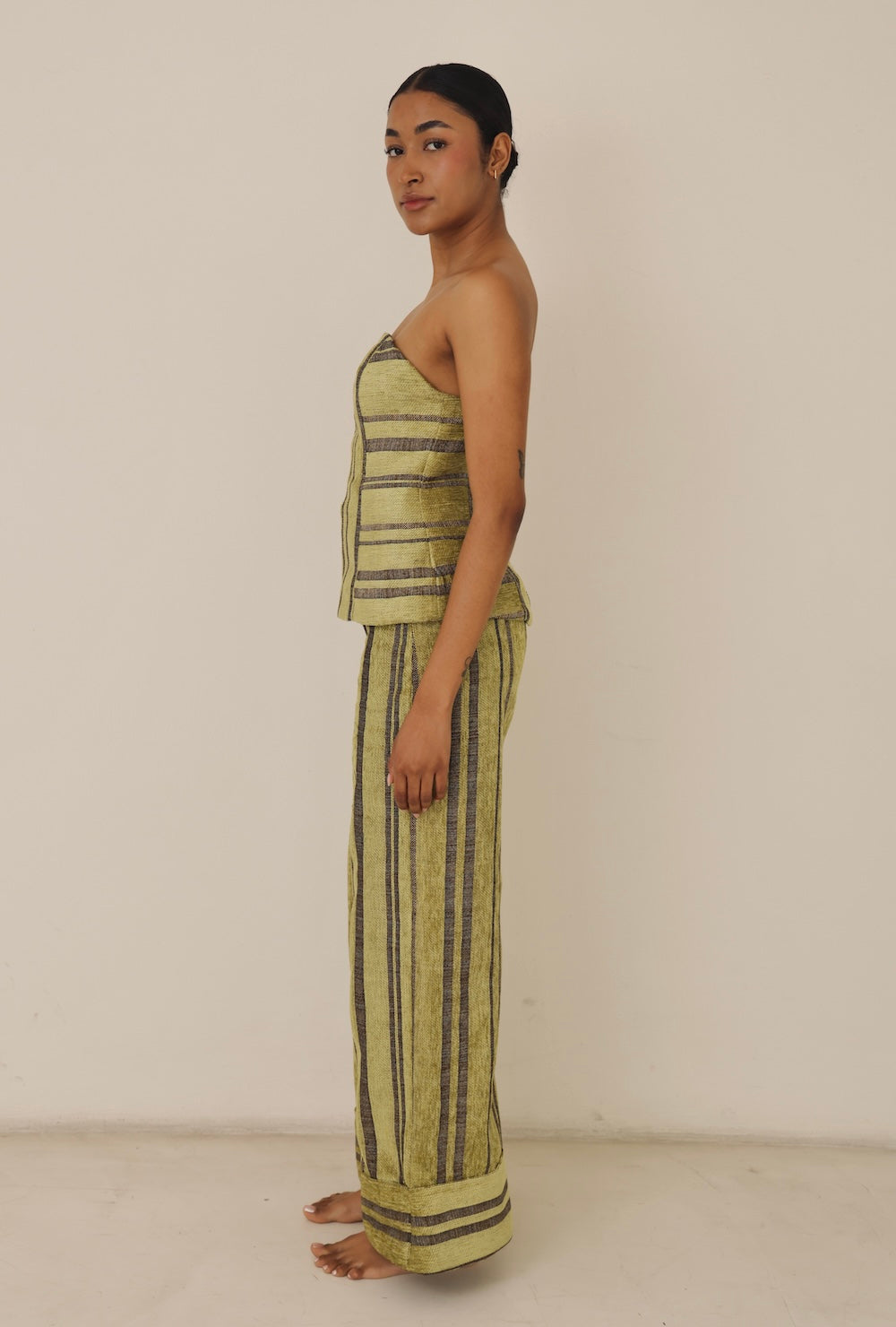 Retro Pants Striped Green