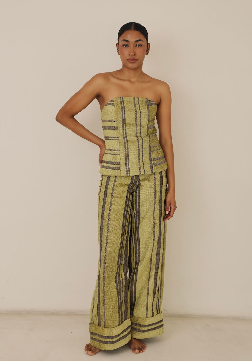 Retro Pants Striped Green