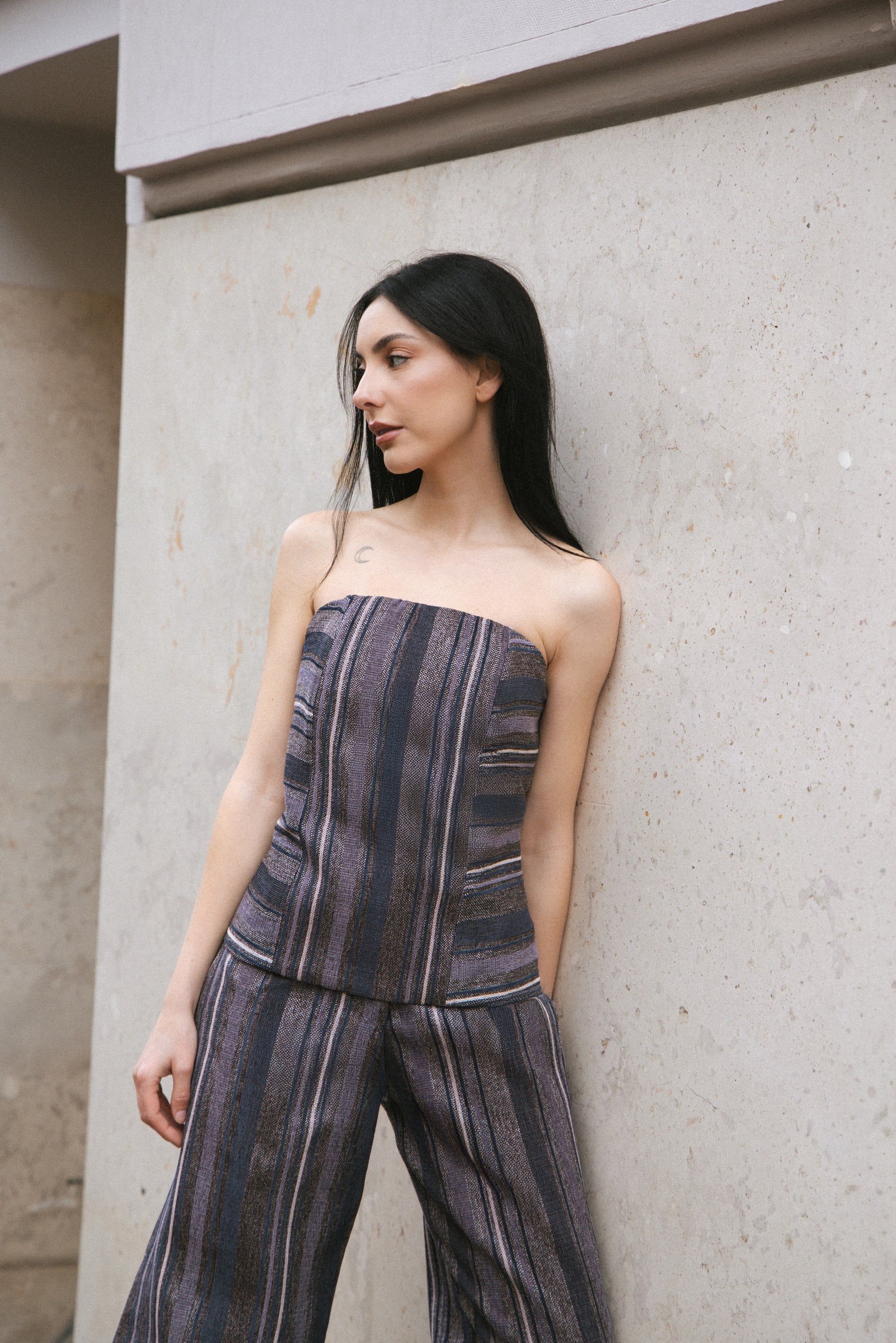 Retro Top Striped Navy