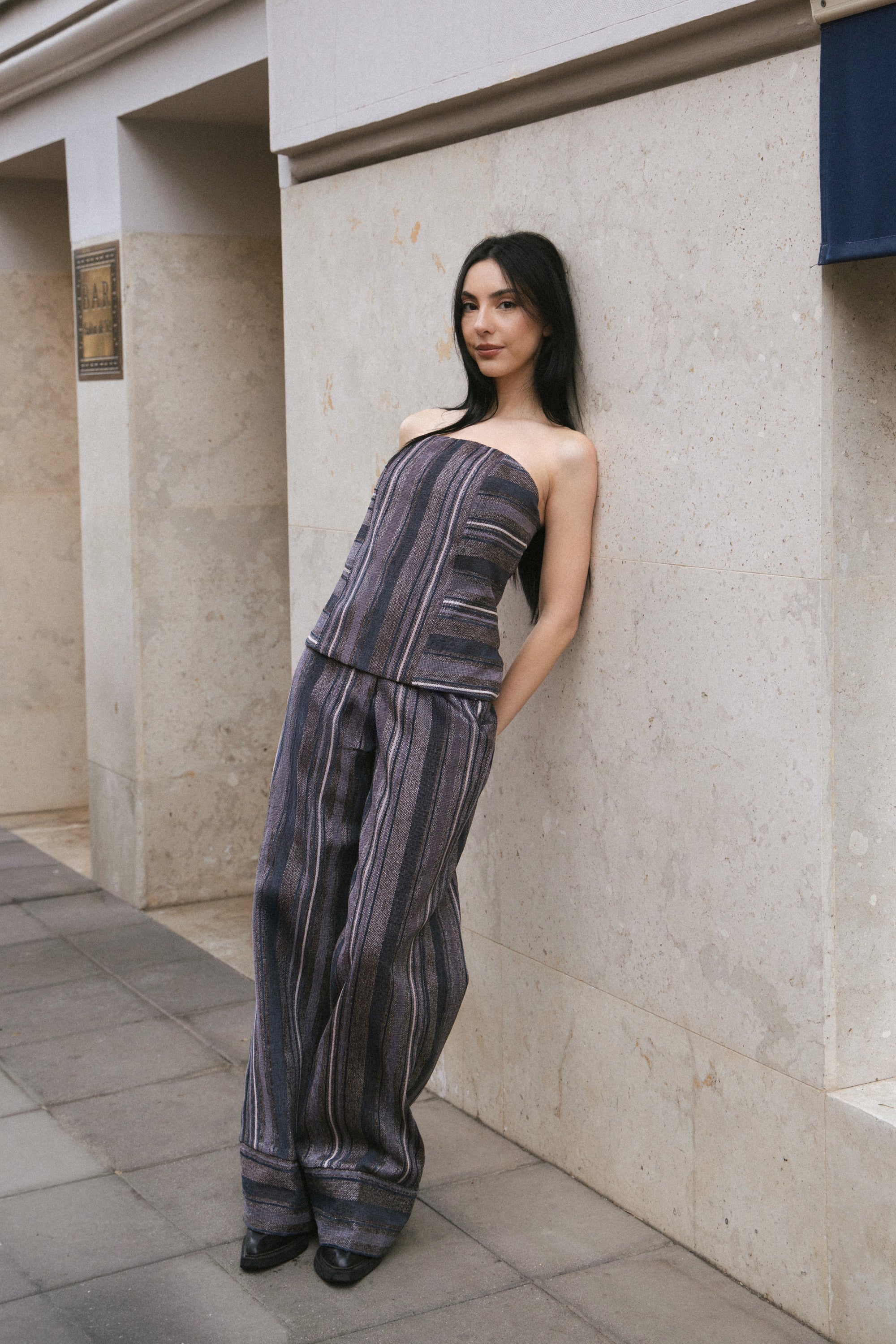 Retro Pants Striped Navy