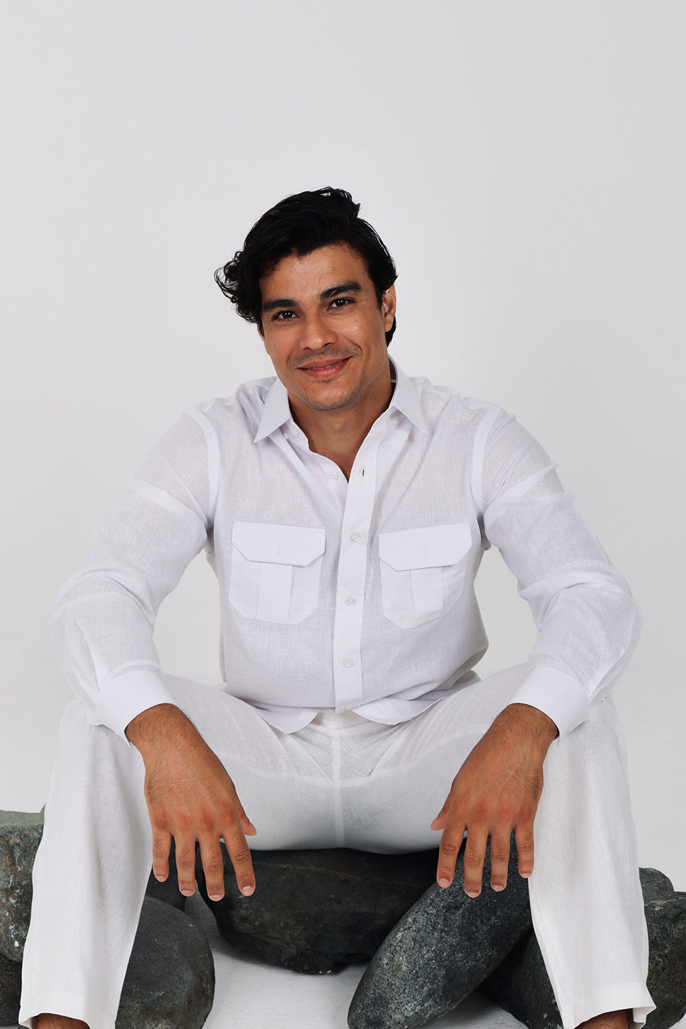 Linen Shirt White Pockets