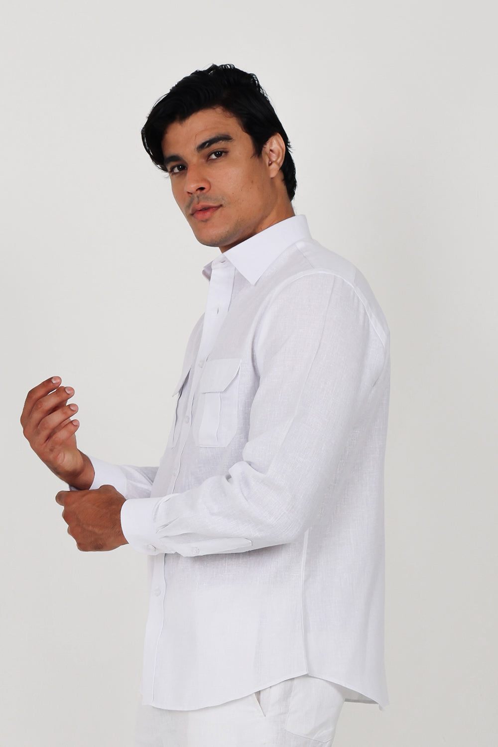 Linen Shirt White Pockets