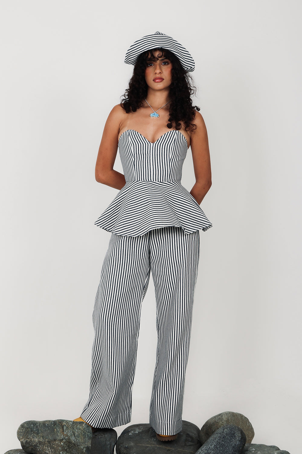 Sienna Navy Striped Pants